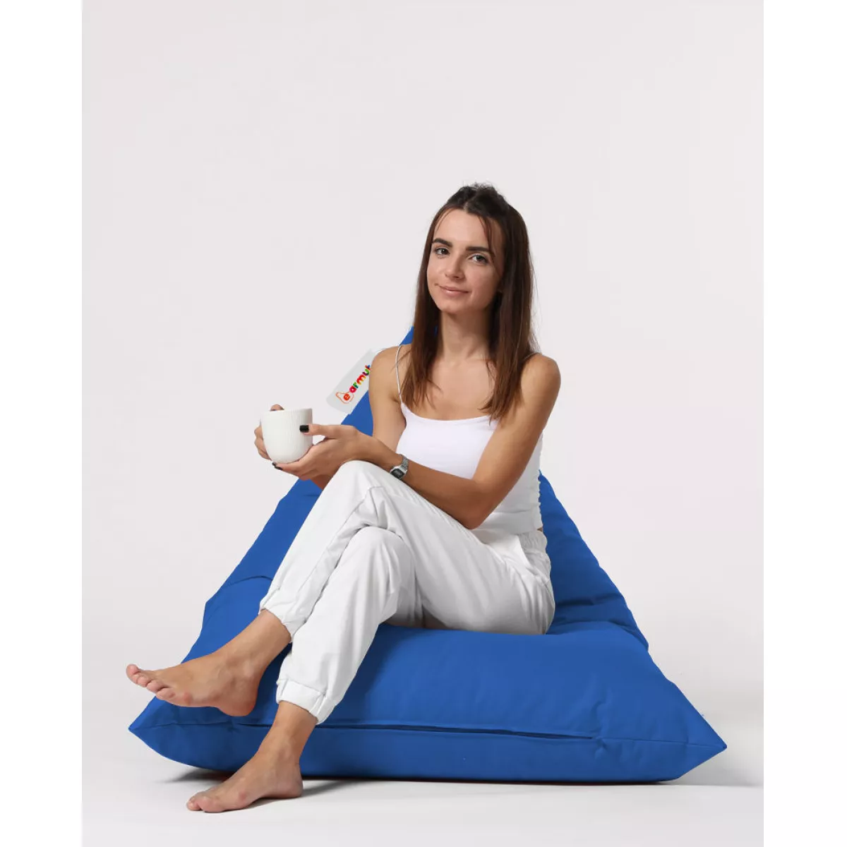 Bean Bag Pyramid Big Bed Pouf - Blue