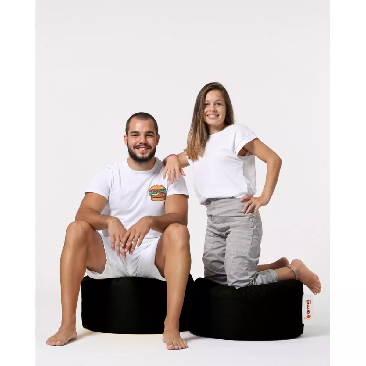 Bean Bag Round Pouf - Black