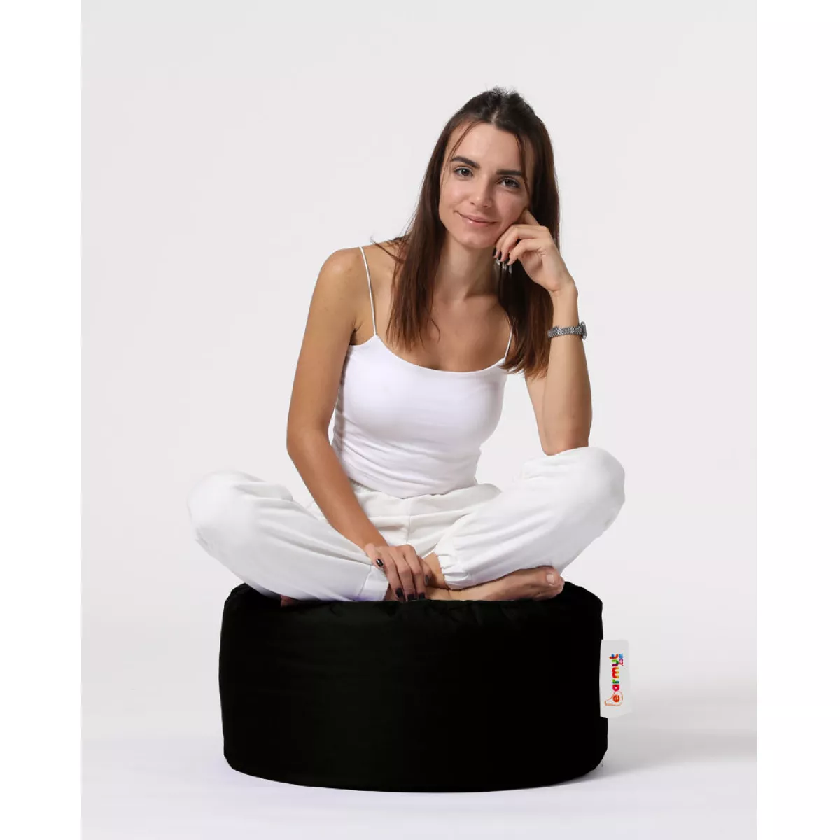 Bean Bag Round Pouf - Black