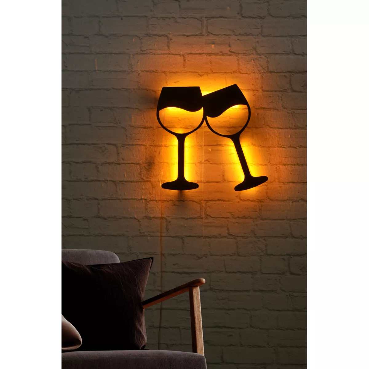 Ѕидна LED декорација Wine Glasses - Yellow