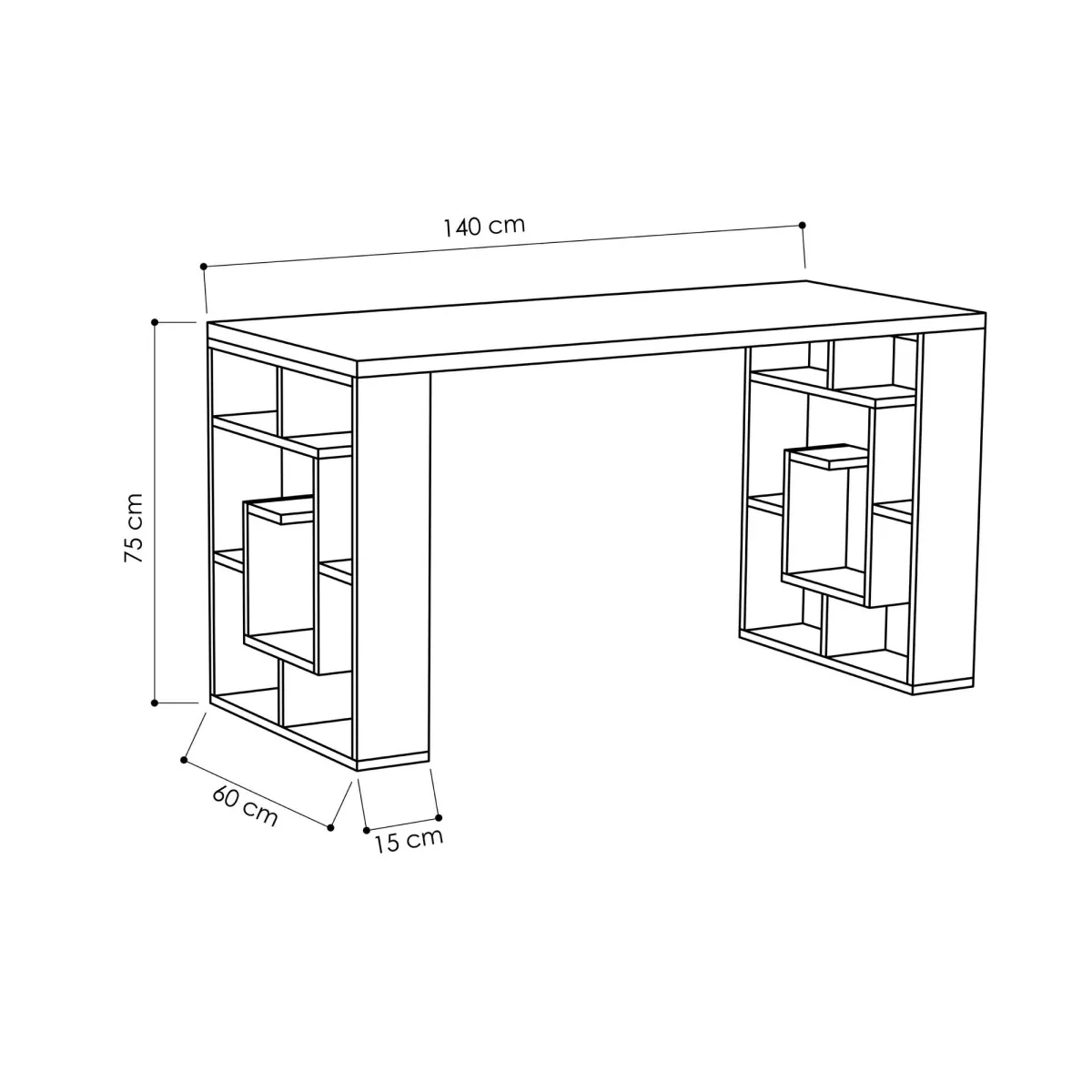 Биро Maze - White, Oak