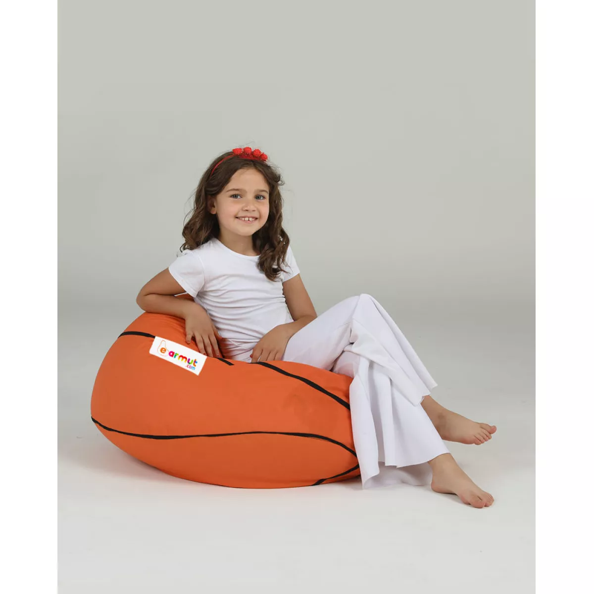 Bean Bag Basketball Kids Pouf - Tile Red