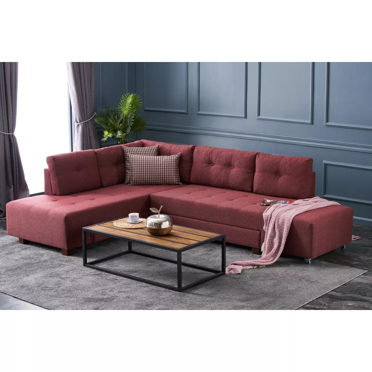 Софа Manama Corner Sofa Bed Left - Claret Red