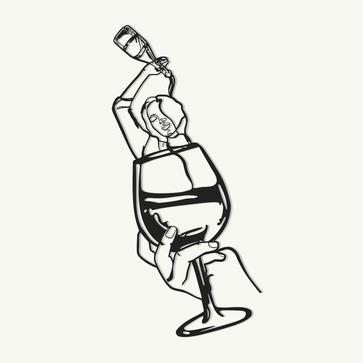 Метална ѕидна декорација Glass of Wine Girl Line Art- APT749 M