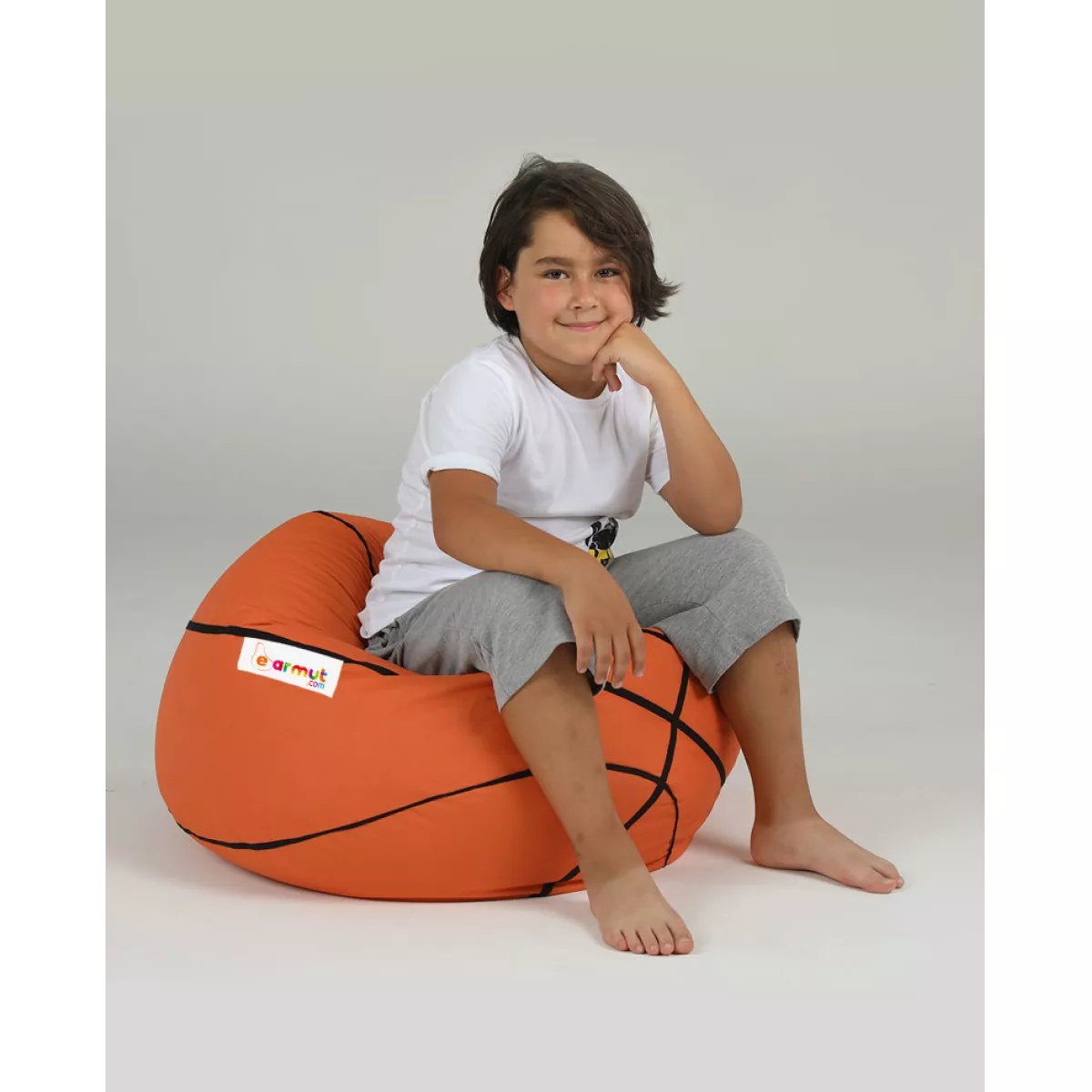 Bean Bag Basketball Kids Pouf - Tile Red