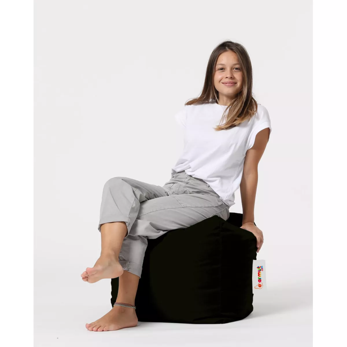 Bean Bag Square Pouf - Black