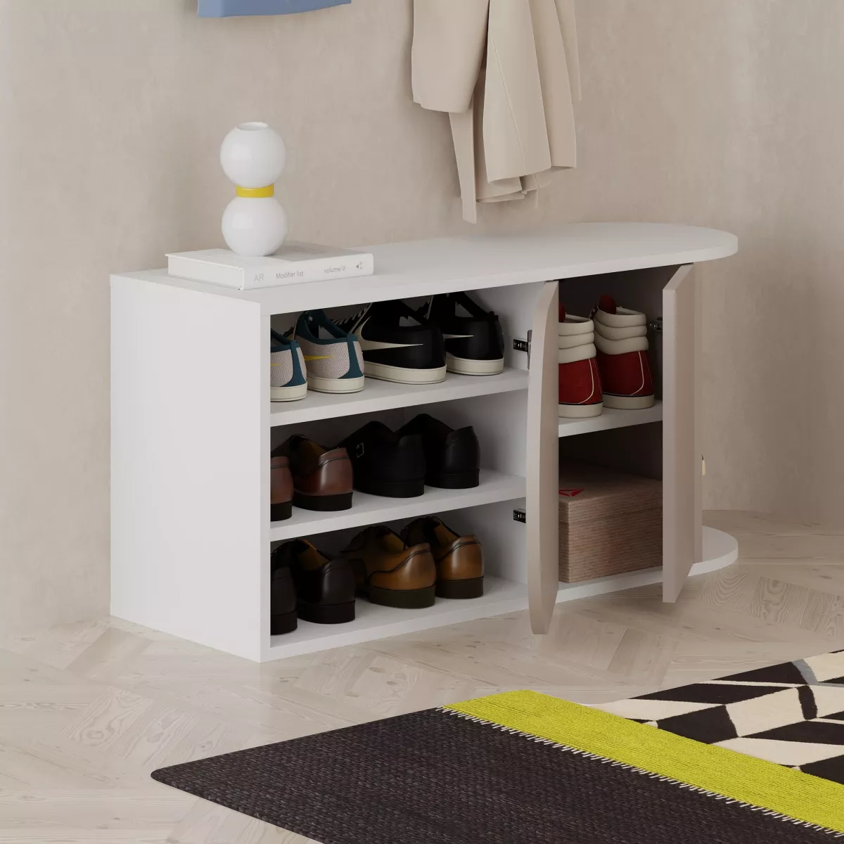 Закачалка Nova Shoe Bench - White, Light Mocha