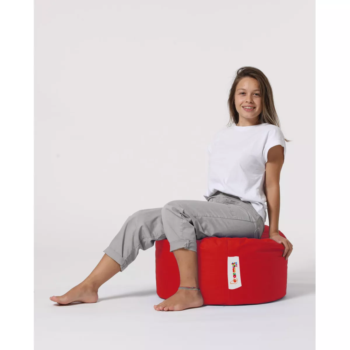 Bean Bag Round Pouf - Red