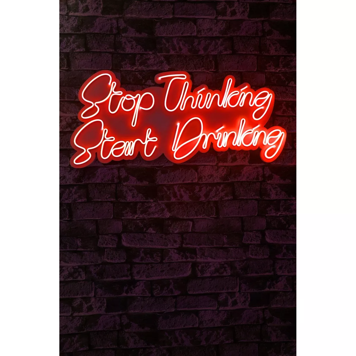 Ѕидна LED декорација Stop Thinking Start Drinking - Red