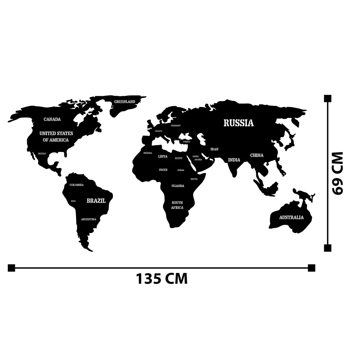 Метална ѕидна декорација World Map 3