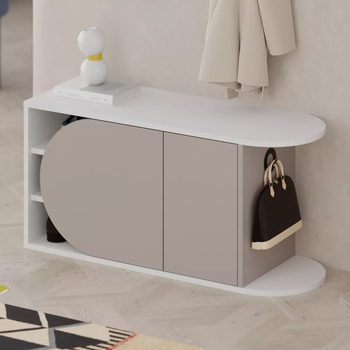 Закачалка Nova Shoe Bench - White, Light Mocha