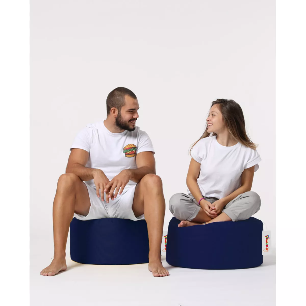 Bean Bag Round Pouf - Dark Blue