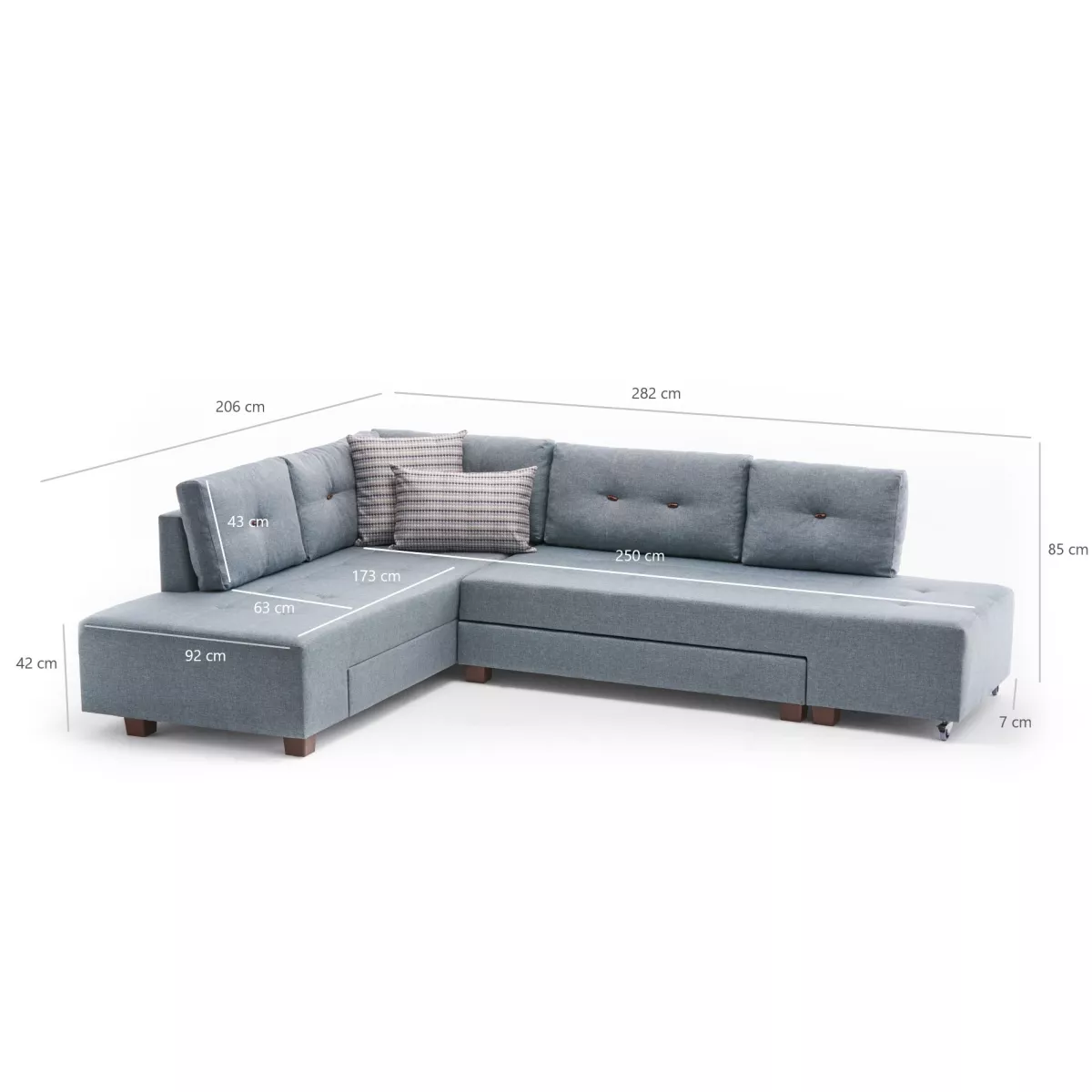 Софа Manama Corner Sofa Bed Left - Light Blue