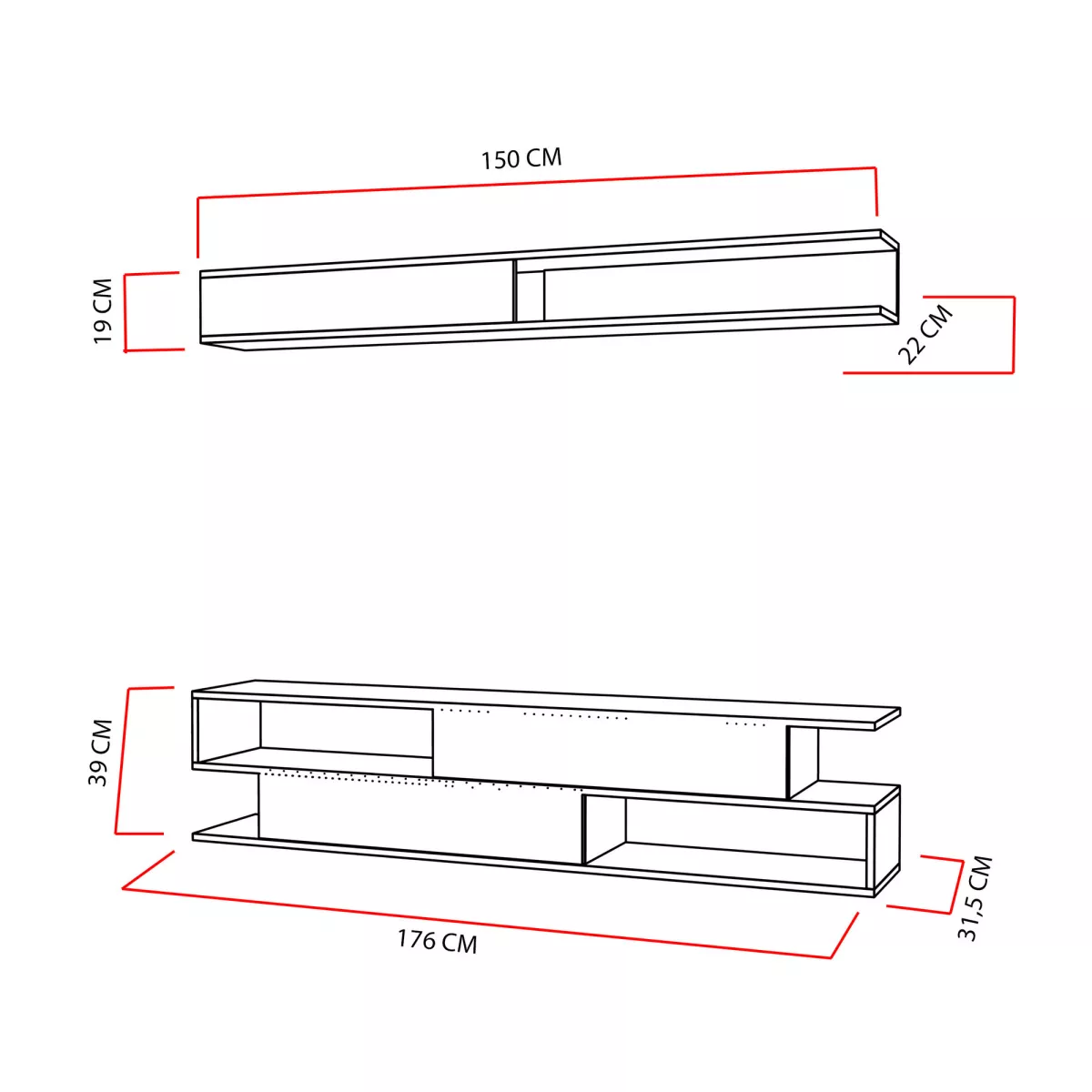 ТВ Комода Sims - Teak, White