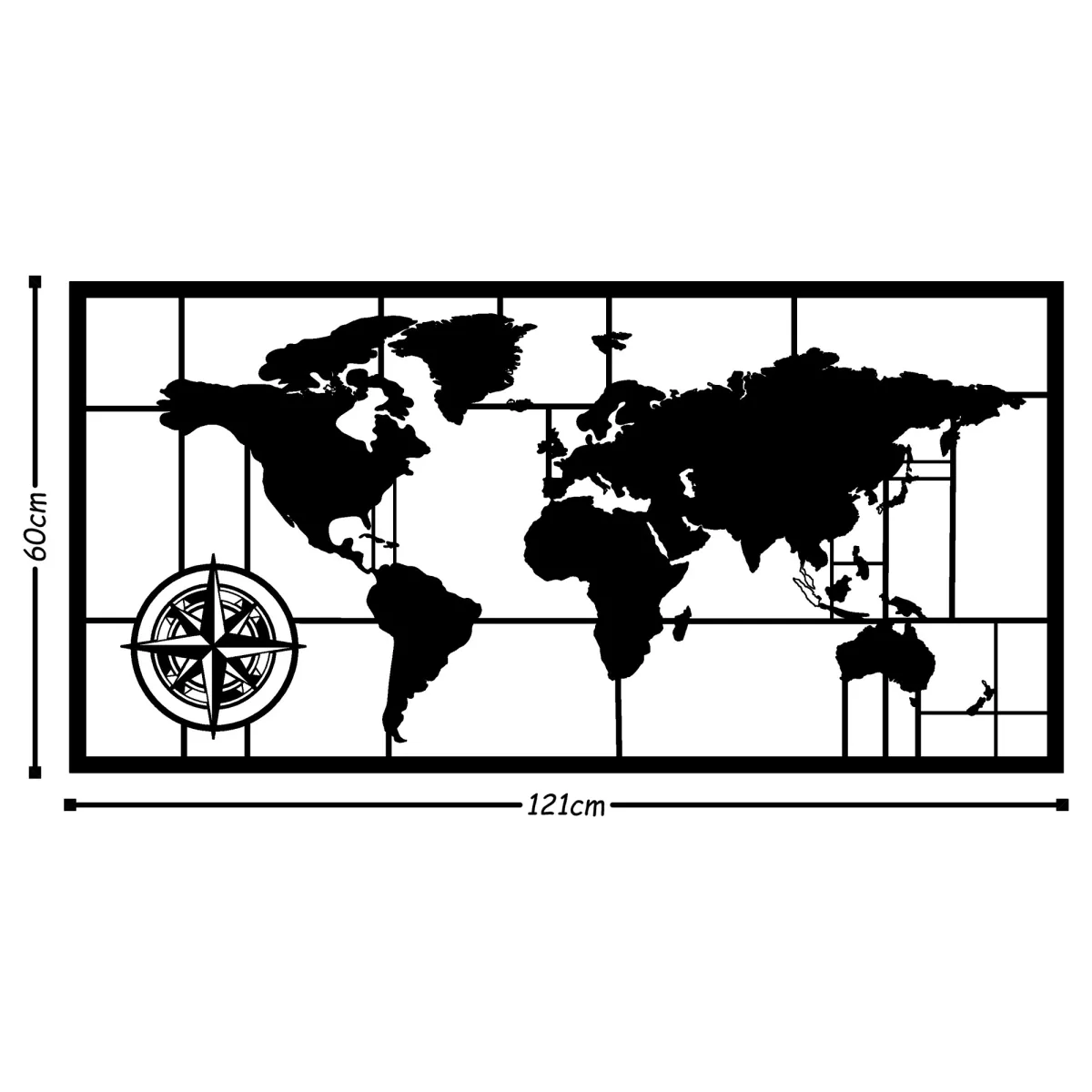 Метална ѕидна декорација World Map Metal Decor 7 - Black