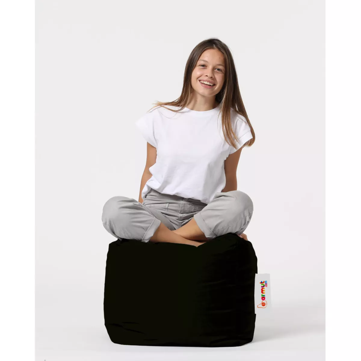 Bean Bag Square Pouf - Black