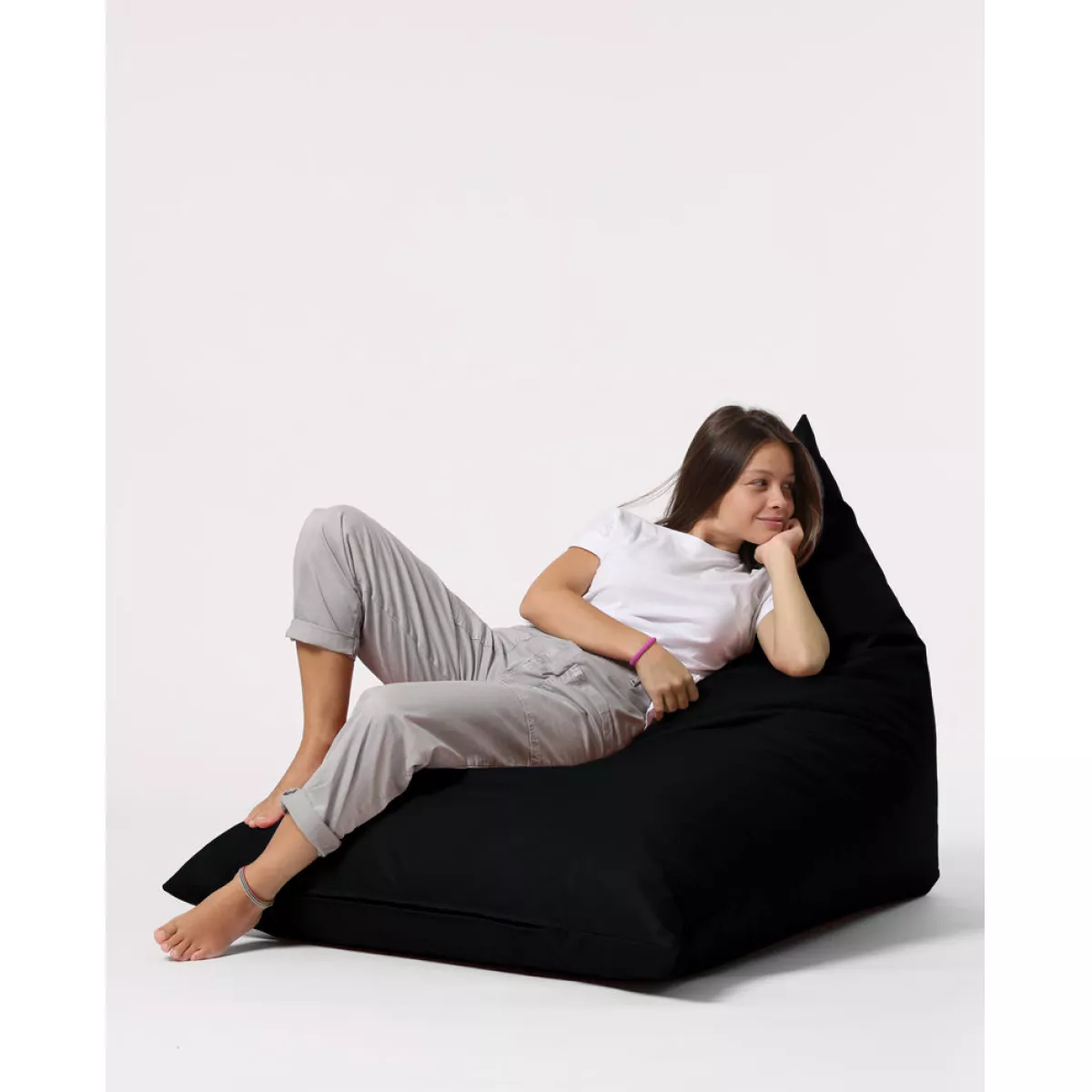 Bean Bag Pyramid Big Bed Pouf - Black