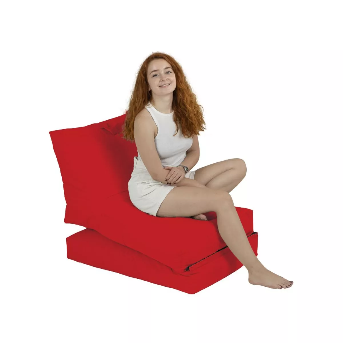 Bean Bag Siesta Sofa Bed Pouf - Red