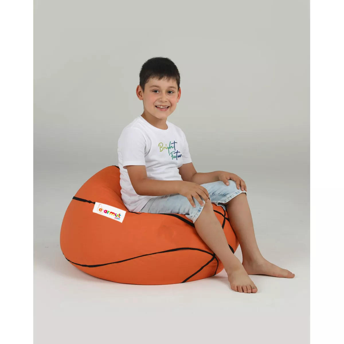 Bean Bag Basketball Kids Pouf - Tile Red