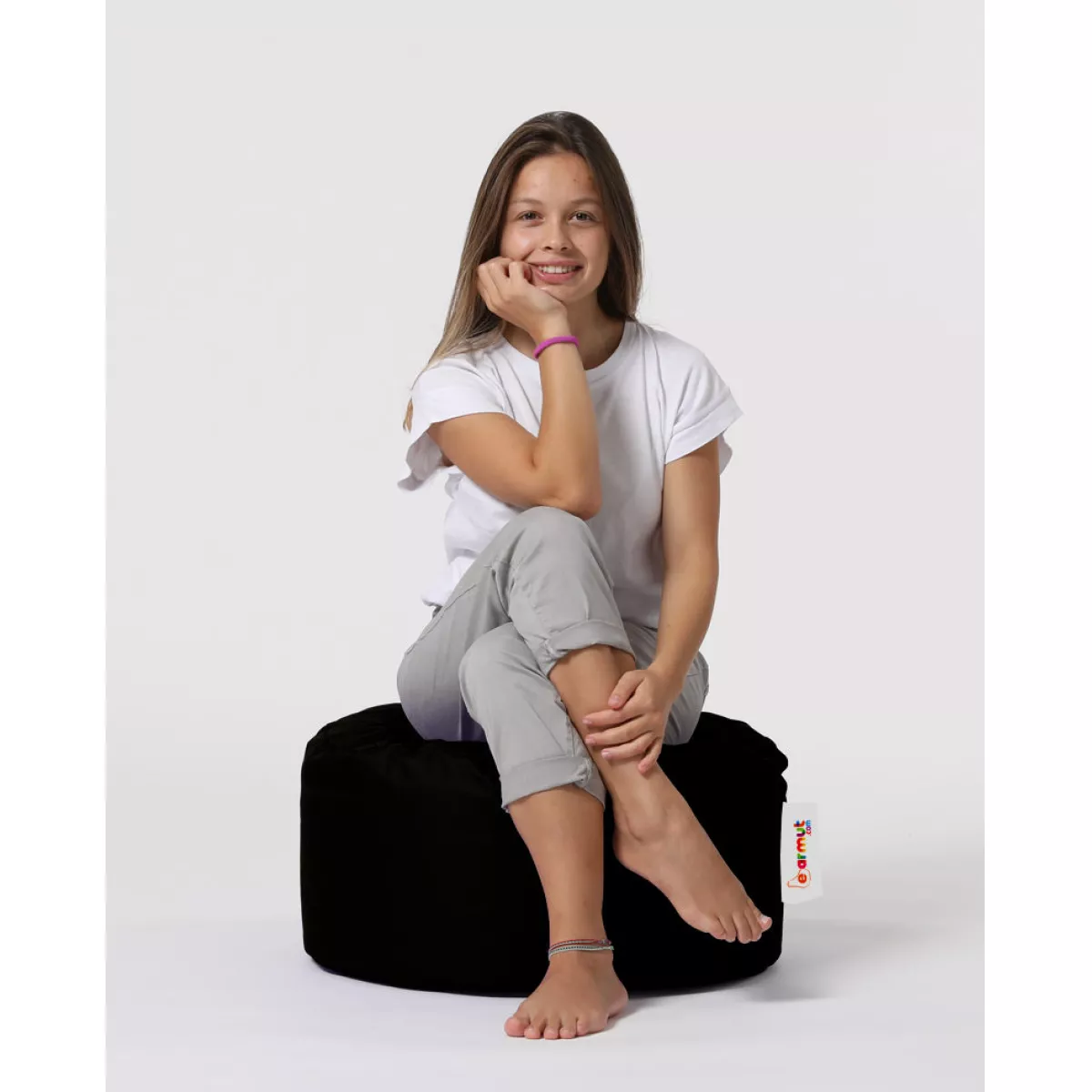 Bean Bag Round Pouf - Black