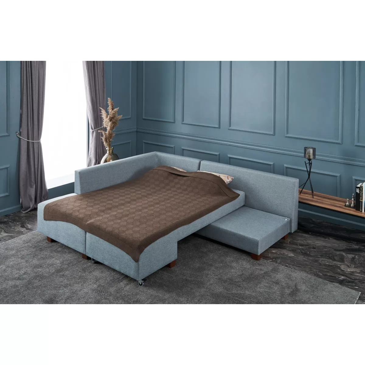 Софа Manama Corner Sofa Bed Left - Light Blue