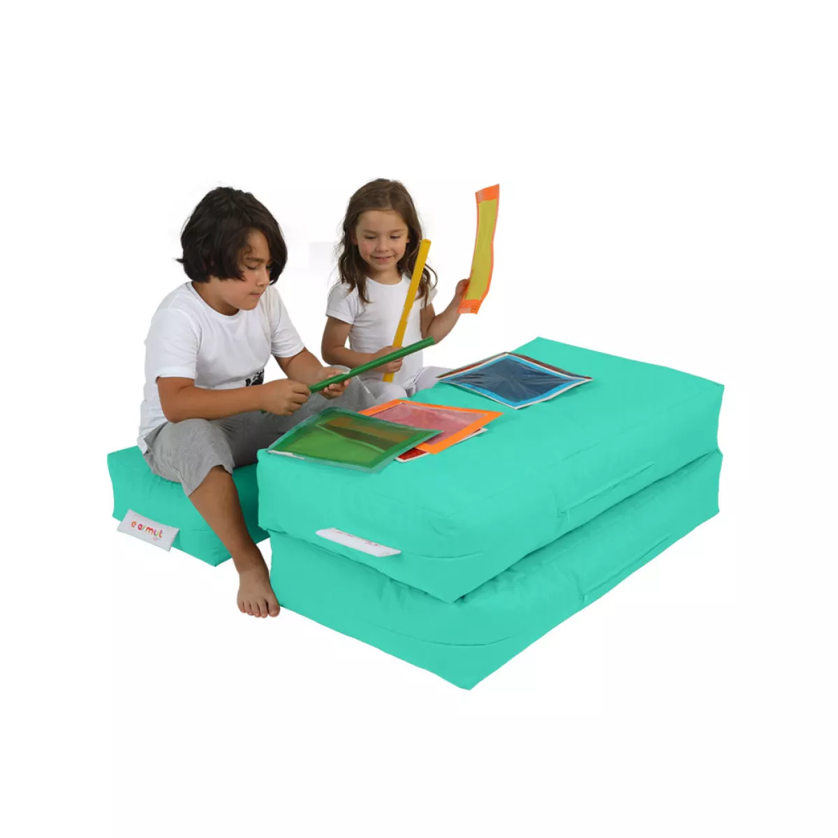 Bean Bag Kids Double Seat Pouf - Turquoise