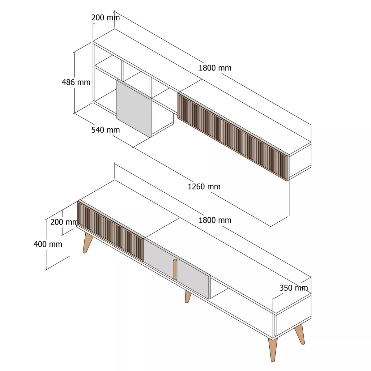 ТВ Комода Milan TV - Walnut, Anthracite